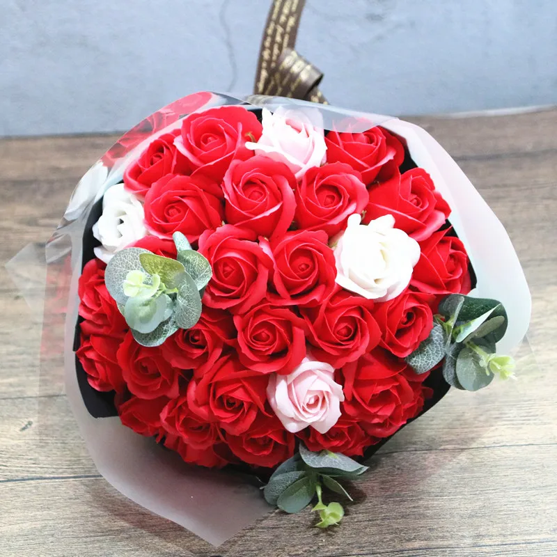 33 мыло в форме цветка розы Букет свадебное платье Boquet держатель Рождественский день влюбленных, подарок на День святого Валентина для любимого, опт, подружка жена