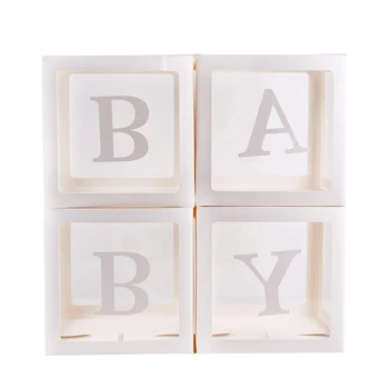 

JEYL 4Pcs/Set DIY Transparent Balloon Box for Boy Girl Baby Shower Wedding Birthday Party Decoration(BABY)