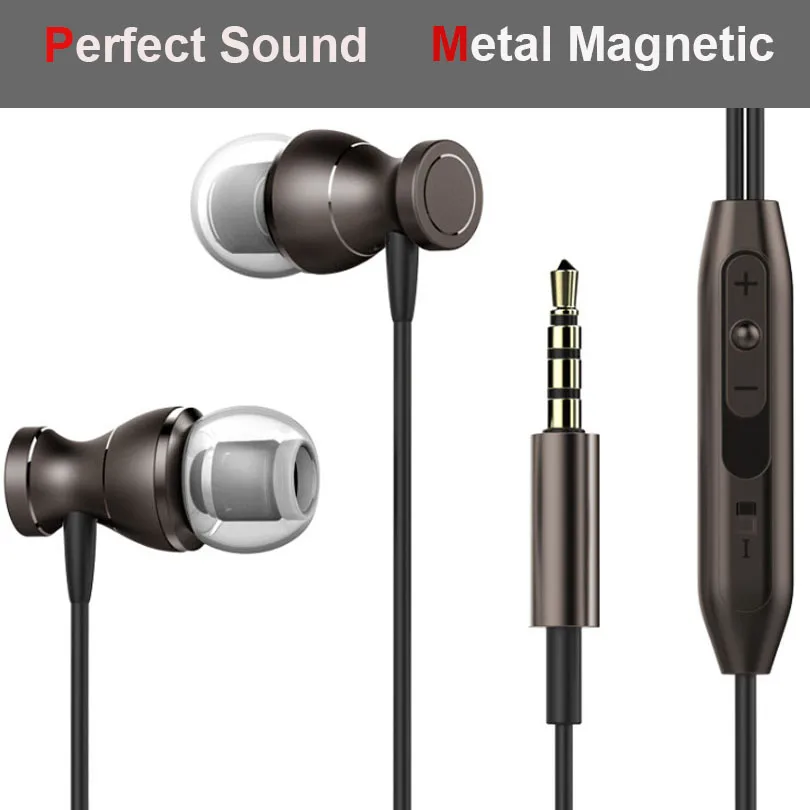 

Magnetic Headphone Metal Headsets audifonos for Panasonic P85 P88 samsung smartphone Headset With Mic