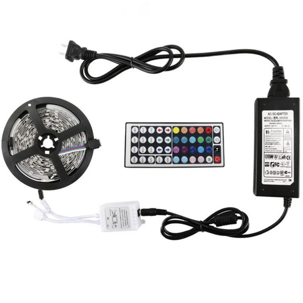 1/2 шт. 5 м 3528RGB 300 светодиодный s полосы светильник Водонепроницаемый светодиодный строка светильник с 24-кнопочный пульт дистанционного управления Цвет изменение Мощность адаптер