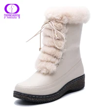 AIMEIGAO/водонепроницаемые женские зимние ботинки; теплые плюшевые зимние ботинки на меху со шнуровкой; женские кожаные ботинки на платформе с боковой молнией; Botas Mujer