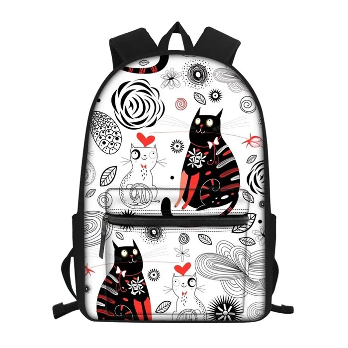 RLD0040Z58 FORUDESIGNS/черная школьная сумка с принтом кота для девочек, детский студенческий рюкзак для ноутбука, ортопедическая сумка для книг, ранец Mochila - Цвет: RLD0040Z58