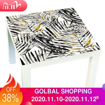 

55cm*55cm Tropical plant palm leaf black and white gold lake table foil sticker waterproof and oil-proof can be customized LK013