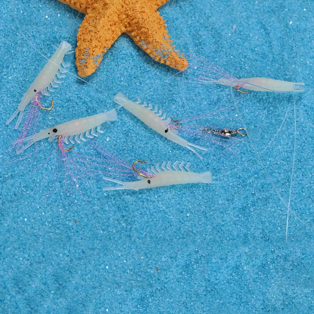 

Shrimp Baits Luminescent Bait Lake Worm Fake Lure Rivers Plastic White Transparent Soft Bait Hook Fishing Gear