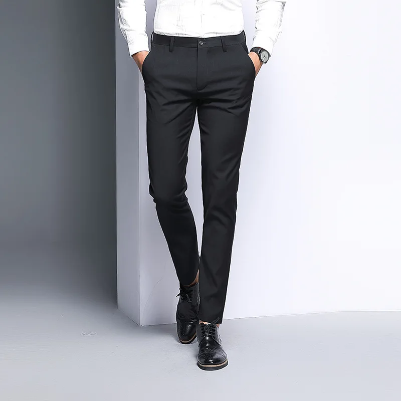 

Spring New Style Formal Wear Pants Suit Pants Men's Korean-style Slim Fit Going to Work Trousers Black Business Casual Pants Ski