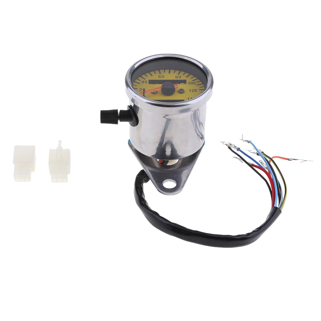 12V Motorcycle Silver Shell LED Speedometer Odometer Gauge with Iindicator