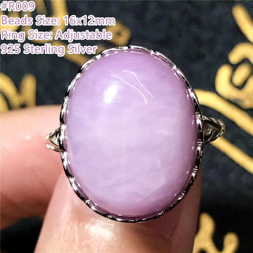 

Natural Purple Kunzite Ring Jewelry Sterling Silver For Women Men Healing Luck Stone Cat Eye Crystal Beads Reiki Gemstone AAAAA