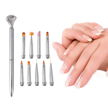 

1 Set/10pcs Replaceable Nail Art Brush Pen Set Professional Nail Art Painting Pen Manicure DIY Nail Decoration Tool (Golden)