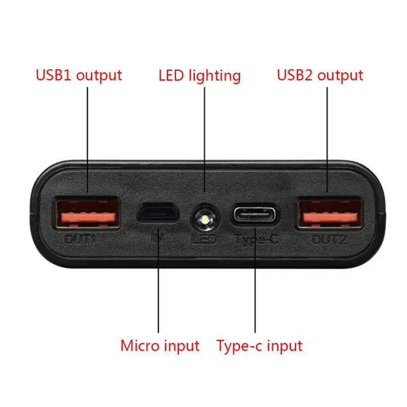 Dual USB QC3.0 6x18650 Batteries DIY Power Bank Box Holder Case Quick Charger