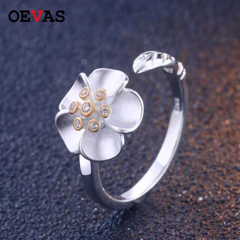 

Real 925 Sterling silver Ring for women Handmade Fine Jewelry S925 Silver AAA CZ flower finger Ring Girls Engagement party Gifts