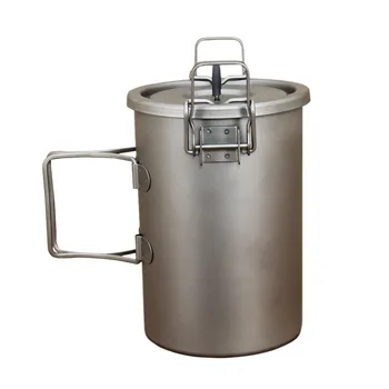 

Keith Outdoor Titanium TI6300 900ml Pot Cup with Foldable Handle Camping Hiking Picnic Cooking cookware Set Non-stick Cookware
