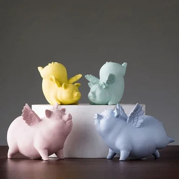 

Nordic Mini Ceramic Crafts fashion home decor Cute Fat pig miniature Figurine teraryum fairy garden miniatures wedding decor