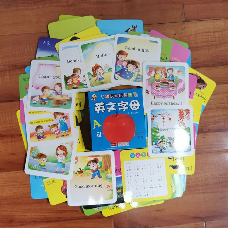 

1 box of 60 English alphabet preschool enlightenment learning cards elementary school students learning toy card