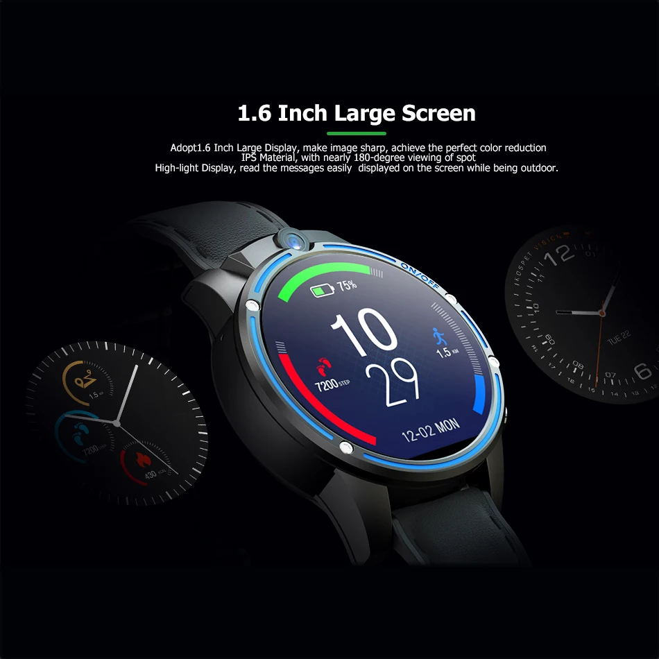 Kospet Vision Smart Watch Phone 1.6inch 4G-LTE 3G+32G 8.0MP Front-facing Dual Camera Video Call 800mAh Google Play Smart Watch