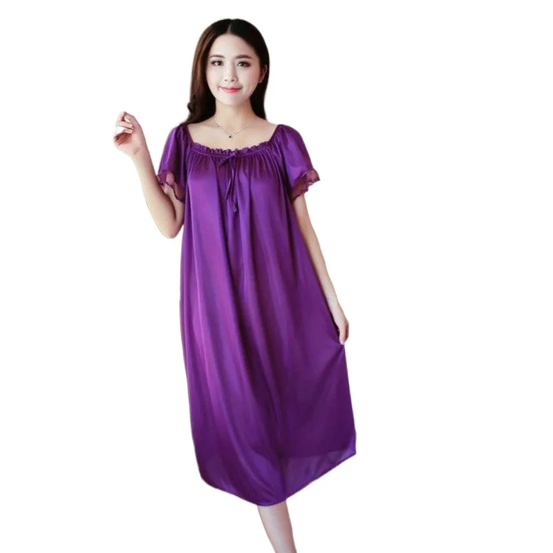 Women Nightgowns Women Nightdresses Sleeping Dress Women Lingerie Big Yards 4XL Sexy Silk Nightgowns Women Casual Chemise Nightie Nightwear Lingerie Nightdress Sleepwear Dress