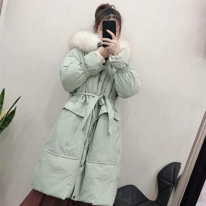 Стиль, hua bao xiu, пуховик, женское, средней длины, выше колена, плотное пальто с капюшоном, свободное, зимнее, для женщин