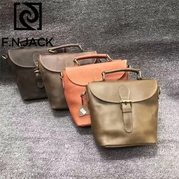 

F.N.JACK Mad Horse Leather Slant Casual Bag Cover Manual Putting on Personal Genuine Leather Messenger Bags 2019