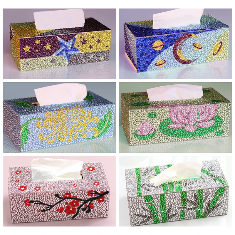 

Special shape Diamond painting DIY roll tissue box storage box jewelry box diamond painting tissue box landscape cross stitch