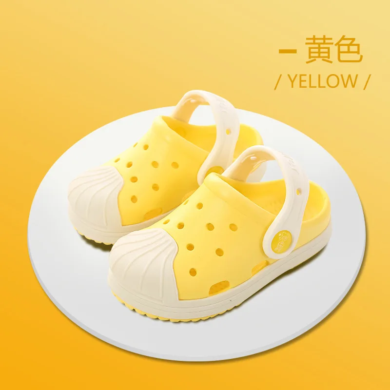 Light Yellow Baby Slippers Kids Boys and Girls Summer Fashion Children's Cartoon Cave Shoes Antiskid Infant Toddler Slippers Beach Flip Flops - Color: Light Yellow