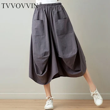 

TVVOVVIN Pants Irregular Loose High Waist Pants Elastic Waised Skirt Pants Loose Leisure Womens Trousers Large Size 2019 X427
