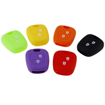 

2 Buttons Silicone Rubber Car Remote Key Case Cover For 107 206 307 207 408 Key Protector Holder Shell