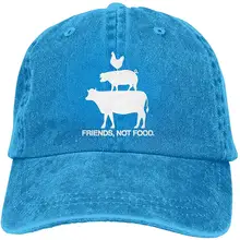 Унисекс Взрослых Винтаж Мыть Бейсболка Регулируемая папа шляпа-друзья не еда черный