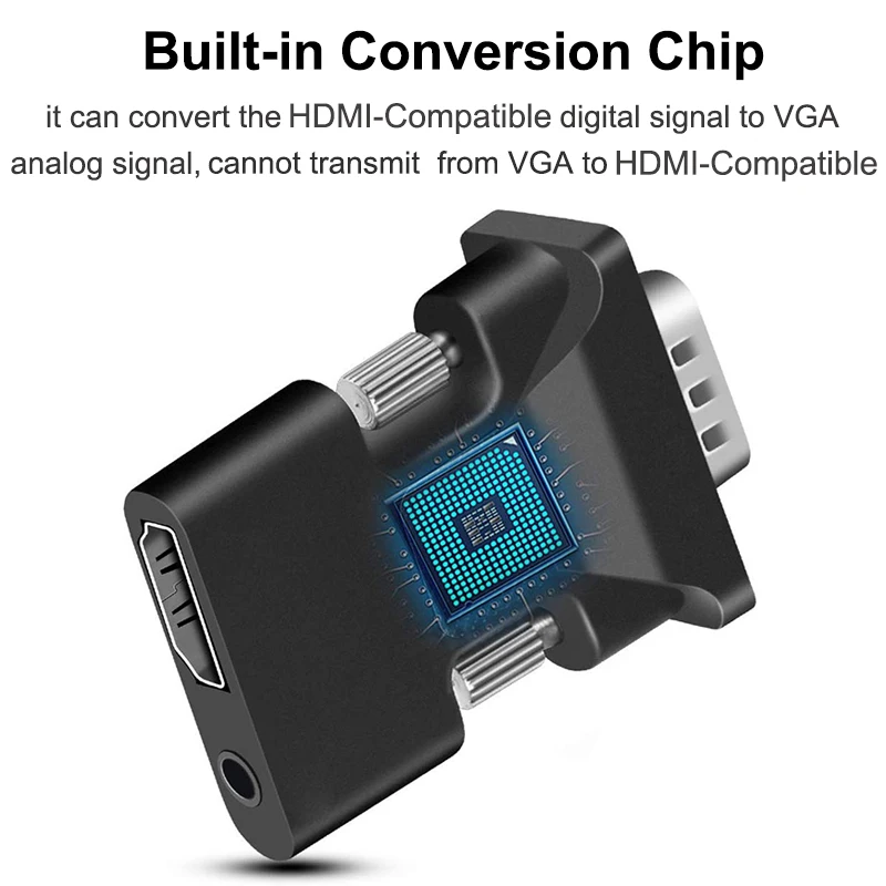 HDMI-VGA  ȣȯ HD TV PC Aux  3.5   , ̴  ڷ   Ŀ