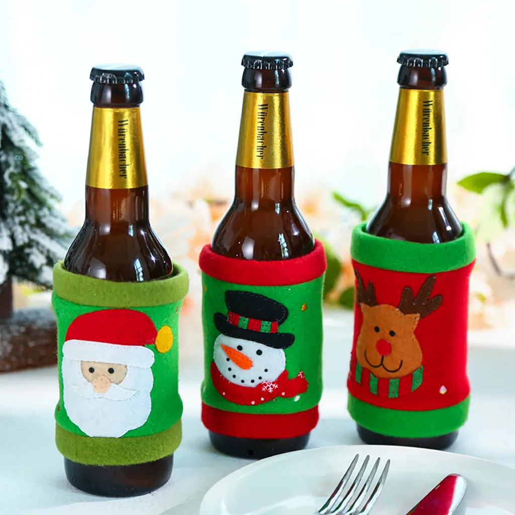 Cchristmas крышка бутылки вина машина вышитые бутылки вина набор принадлежности для украшения стола Copribottiglia Natale Wijnfles крышка