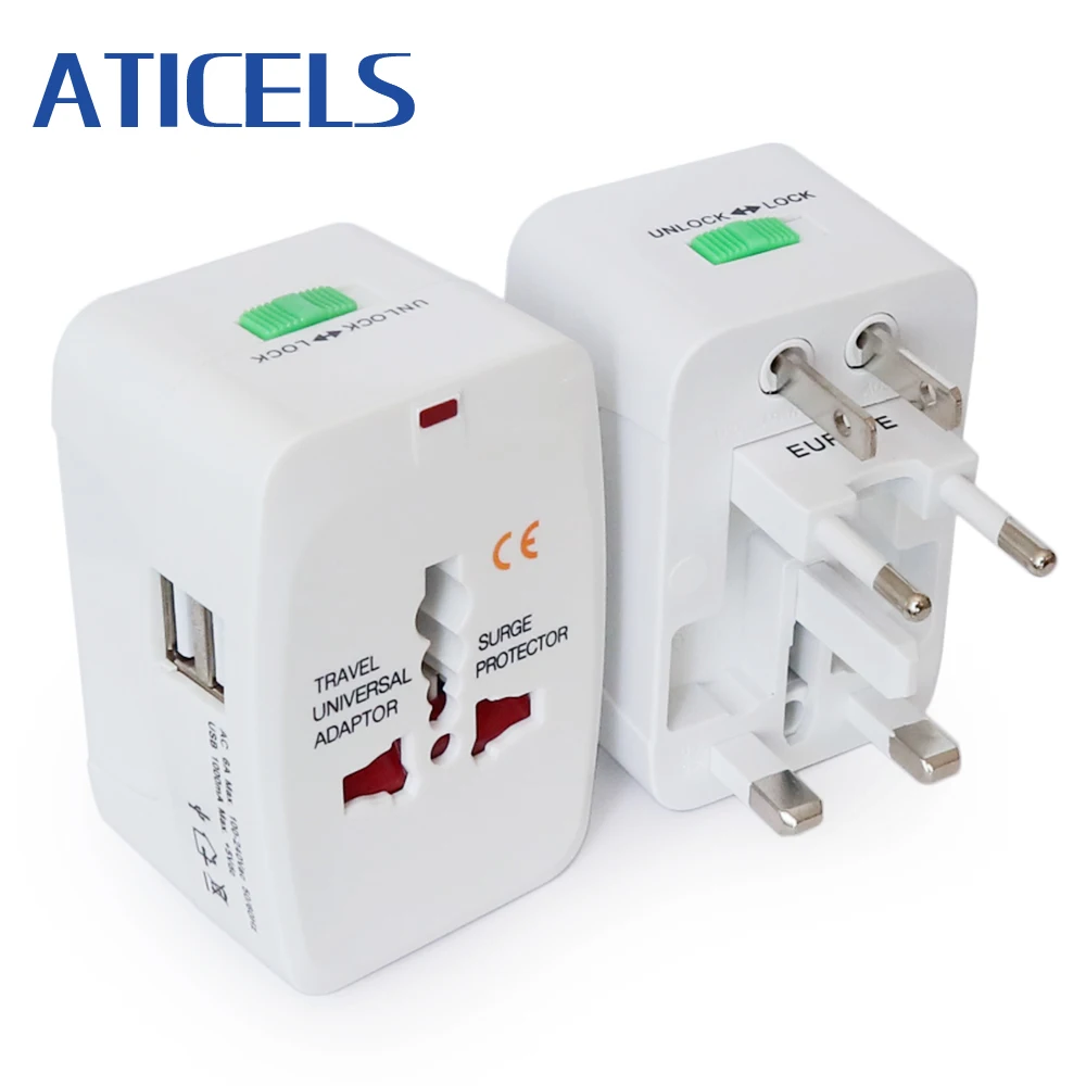 

All-in-one Universal International Travel Adapter 2 USB Port Power Adapter with AU US UK EU Converter Plug 110-250V