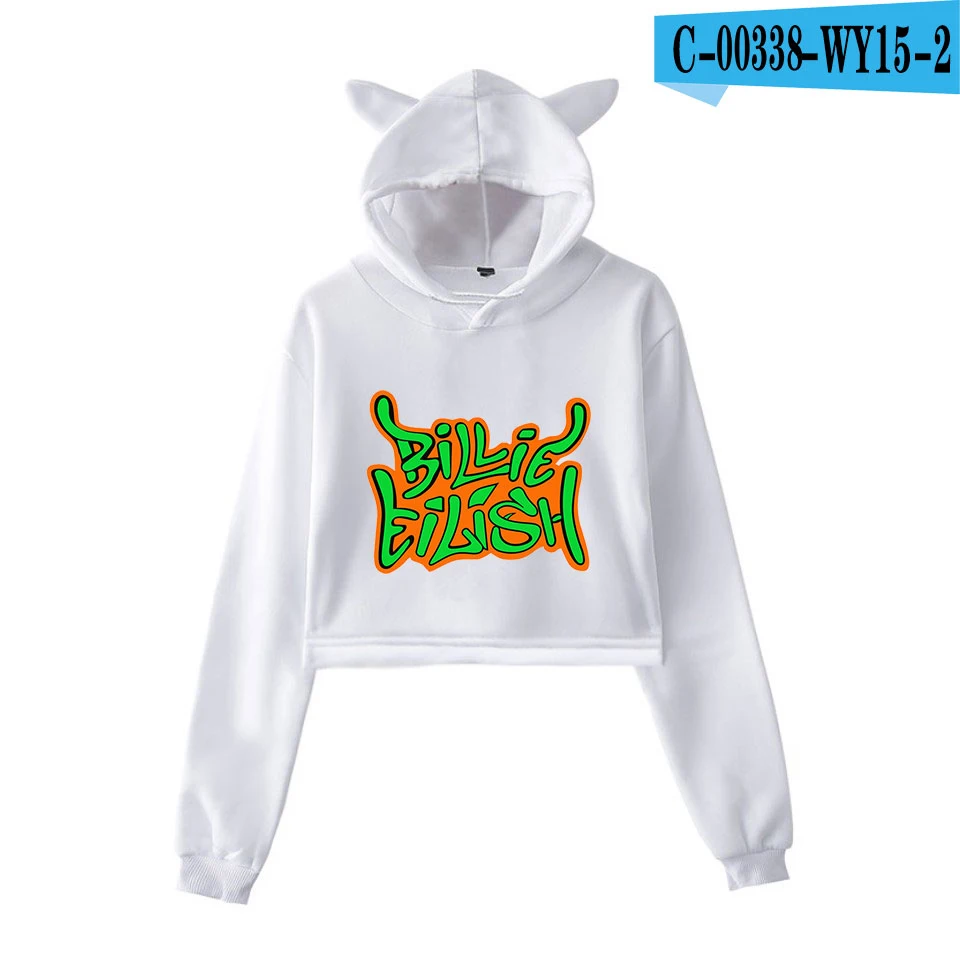 00338White Billie Eilish Cat уличная толстовка с капюшоном, Повседневный пуловер с капюшоном для мужчин и женщин, Спортивная толстовка с длинным рукавом в стиле хип-хоп, верхняя одежда - Цвет: 00338White