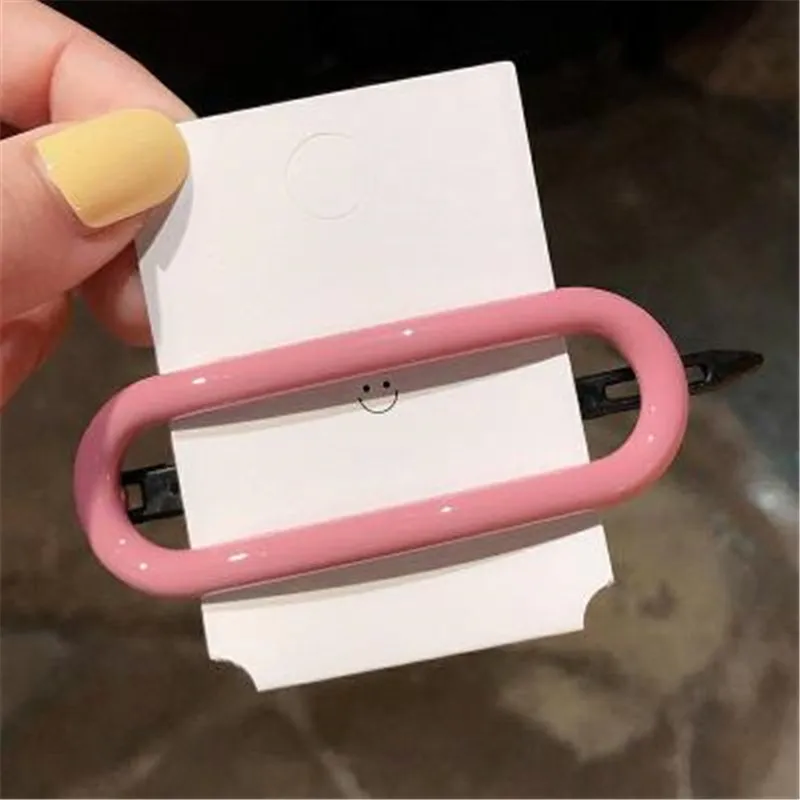 D pink Карамельный цвет, округлые прямоугольные аксессуары для волос для женщин, заколка для волос для молодых девушек, заколка на голову, заколка для волос, головной убор для школьниц - Цвет: D pink