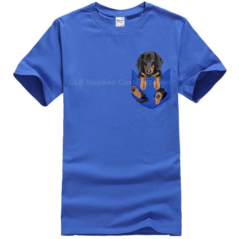 Men blue Немецкая овчарка в кармане футболка любителей собак черный хлопок мужчины Сделано в США мультфильм футболка Мужская Унисекс Новая мода футболка - Цвет: Men blue