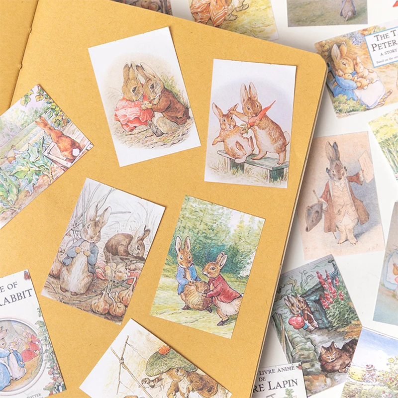100PCS Vintage Bunny's Daily Material Book DIY Scrapbook Base Collage TAG Photo Props Decoration