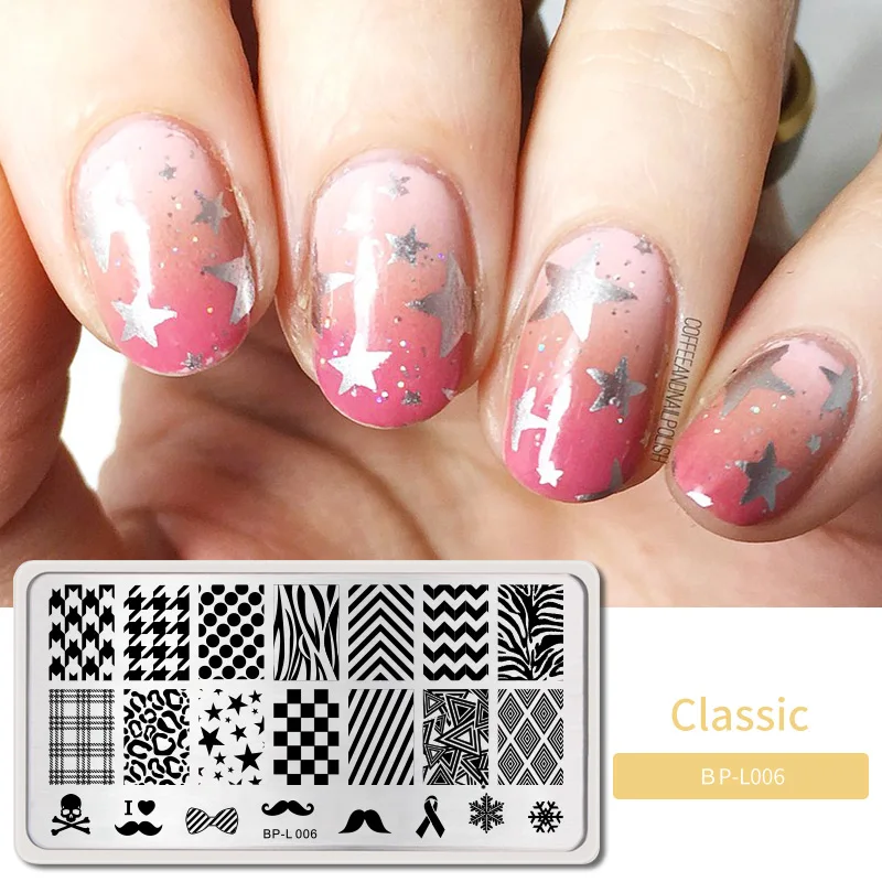 Классическая тема ногтей штамповки пластины штамп пластины шаблон дизайн ногтей маникюр волновая сетка сетки воды мрамор изображение DIY дизайн - Цвет: BP-L006