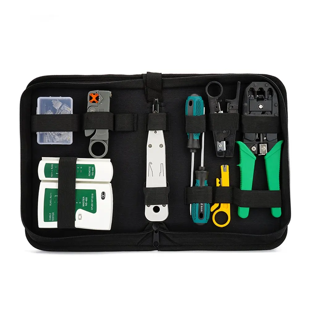 10/12pcs/set Portable LAN Network Repair Tool Kit UTP Cable Clamp Pliers Cable Tester Wire Crimper Stripping Crimping Pliers
