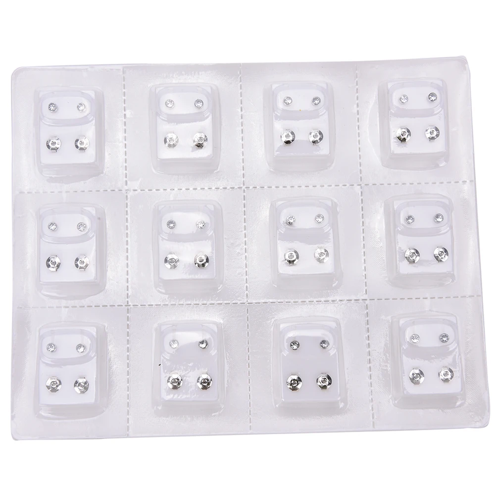 

12 Pairs New Medical Steel Alloy Disposable Safe Ear Stud Piercing Gun Piercer Tool Silver Color Earring Piercing Jewelry