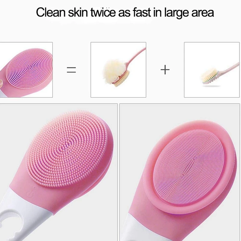 Bath Brush, Electric Massage Bath Instrument, Sonic Vibration Long Handle Bath Brush, Silicone Waterproof Back Squat Bath Brush