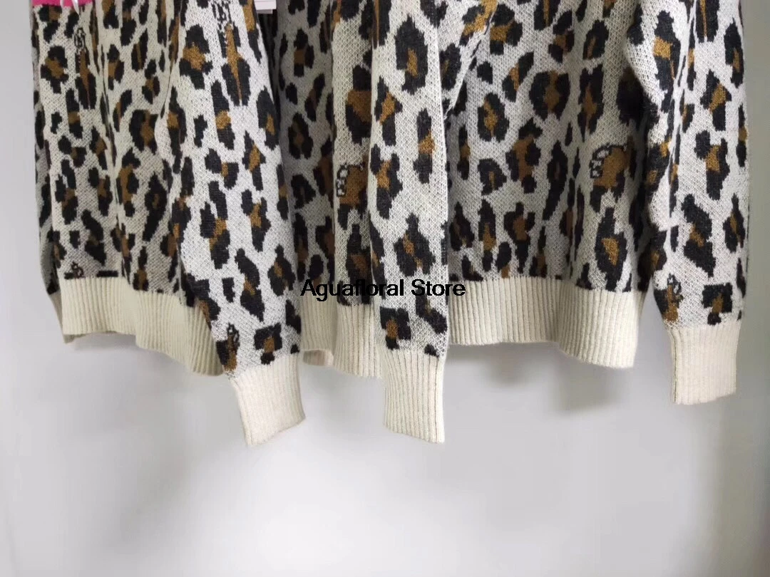 fall and winter high neck leopard patchwork women loose sweater