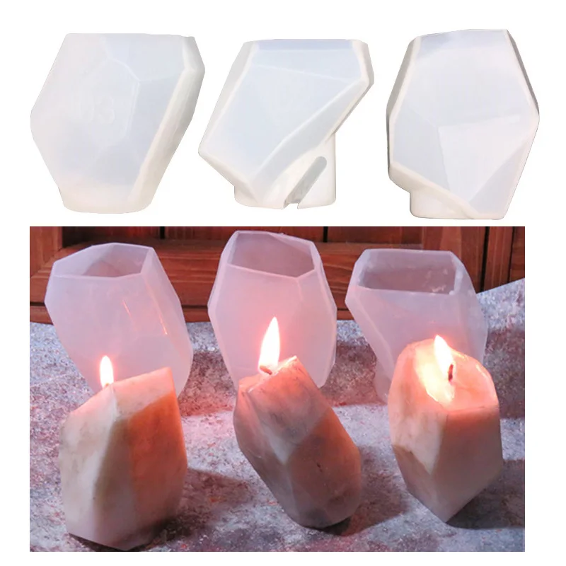 3D из камней правильной геометрической формы форма силиконовая для свеч DIY