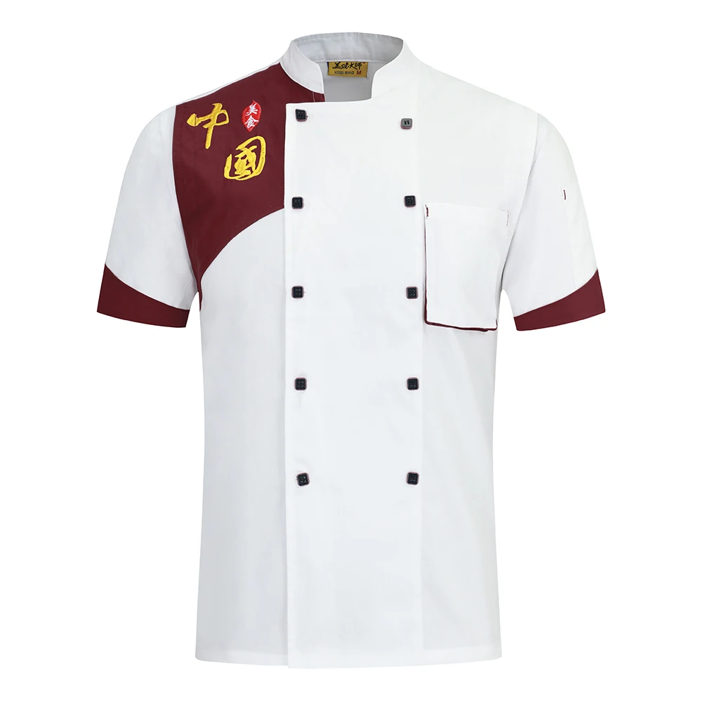 Restaurant uniforms shirts new short sleeve Casual soft kitchen jackets chef uniform cooking Cafe shop waiter work clothes men