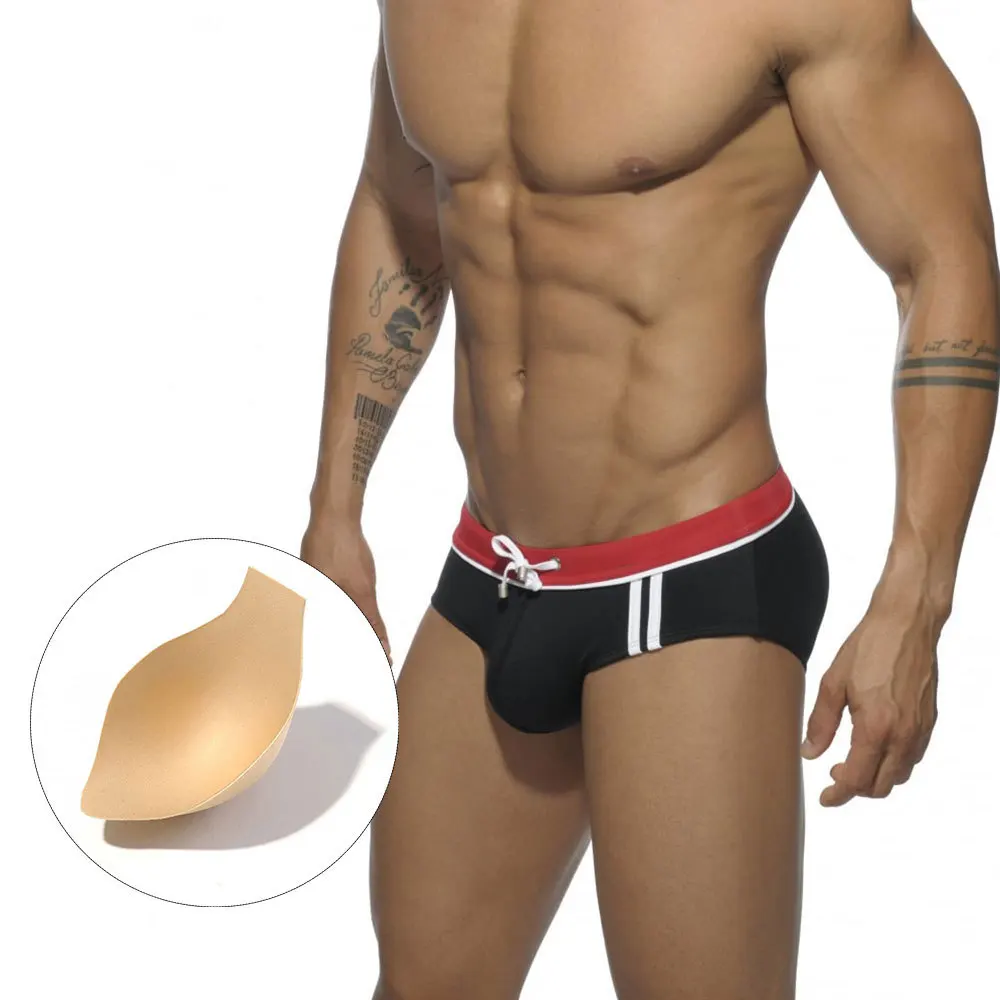 Bañador ajustado para hombre, ropa de baño de rápido, con almohadilla de color sólido - AliExpress Deportes y