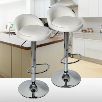 

Set Of 2 Adjustable Pub Bar Stools Swivel Leather Counter Kitchen Dining Seat