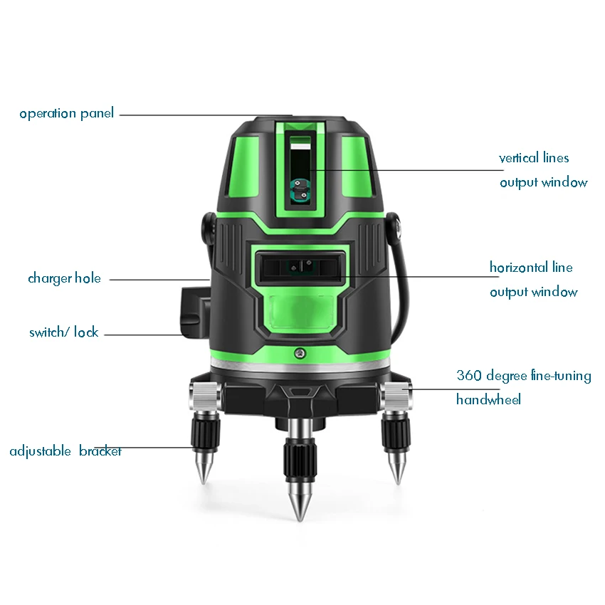 Самонивелирующийся зеленый луч поперечной линии лазерный уровень, 2 линии/3 линии/5 линий плитка потолок пол стена 360 Поворотный лазерный уровень