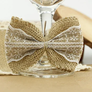 

20 Pcs/Pack Jute DIY Craft Ribbon Bow Knot Burlap Hessian Flower Wedding Party Decoration Scrapbooking Lace Decor Supplies