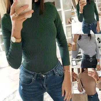 

Fashion Women Sweaters Turtleneck Tops Solid Color Long Sleeve Slim Pullover jumpers female streetwear jumper