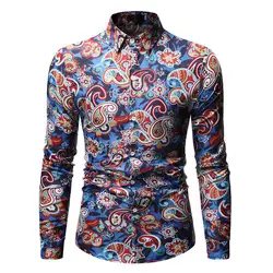 2020 Осенняя гавайская рубашка мужская мода Гавайский стиль досуг печать с длинными рукавами рубашка Топы Блузка camisa masculina