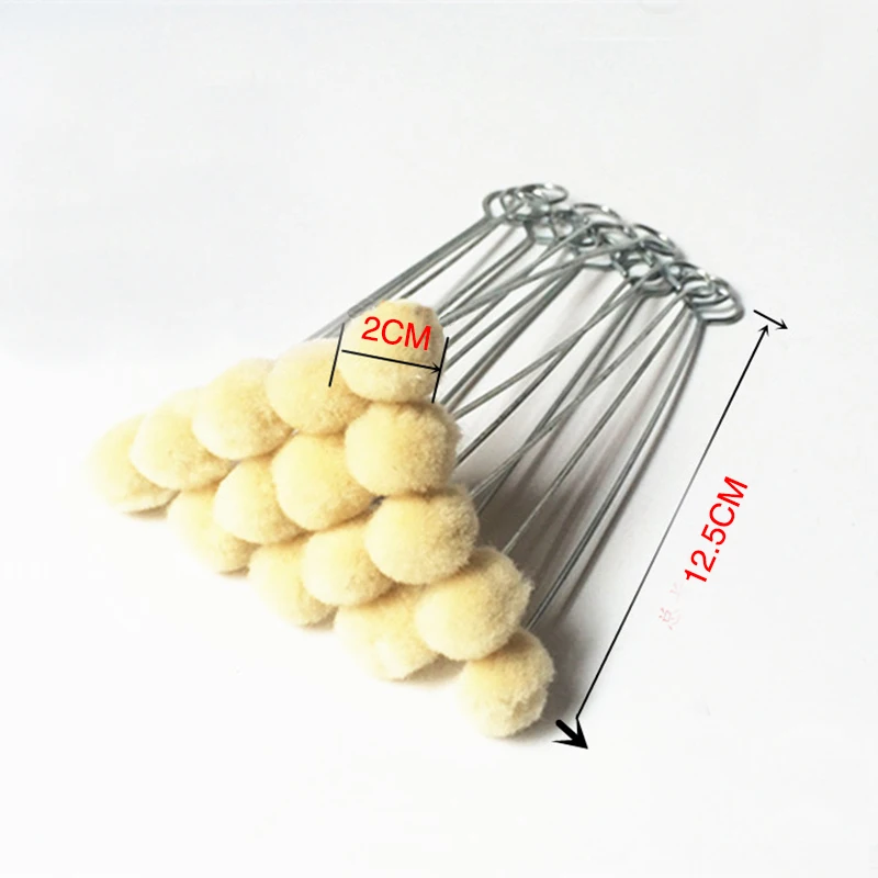 Leather Craft Tools 20pcs Wool Ball Brush DIY Daubers Assisted Dyeing Round Wools Brush With Metal Handle For Textile leather