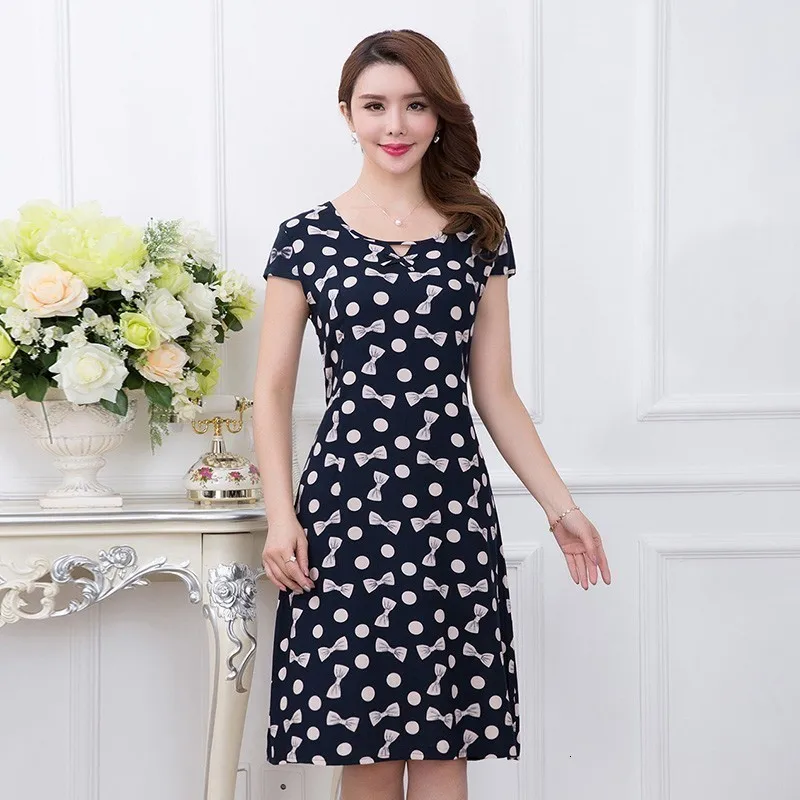 9 XL-5XL, женская одежда, платья с принтом, туника, длинное повседневное хлопковое платье с круглым вырезом, короткие рукава, до середины икры размера плюс, свободные платья - Цвет: 9