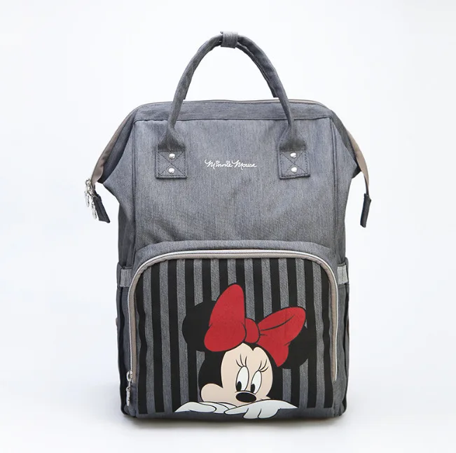 Disney Микки Серия детских подгузников рюкзак мамы, Детская сумка для кормления для беременных сумка для подгузников Сумка дорожная коляска USB Отопление - Цвет: Gray