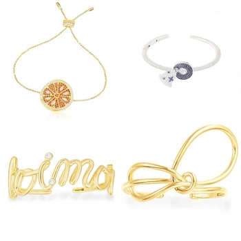 

2020 New High-quality Original 1:1 Golden Yellow Knot Letters Orange Zircon Wind Chime Bracelet Female Fashion Party Jewelry